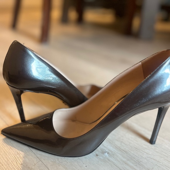 PRADA Metallic Charcoal Grey Patent Leather Point Toe Heels Size 39.5 (US 9.5) - Picture 11 of 12